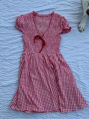 Red Gingham Smocked dress